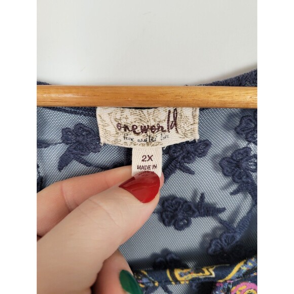 One World Plus Size Boho Maxi Dress Size 2X - Picture 3 of 9